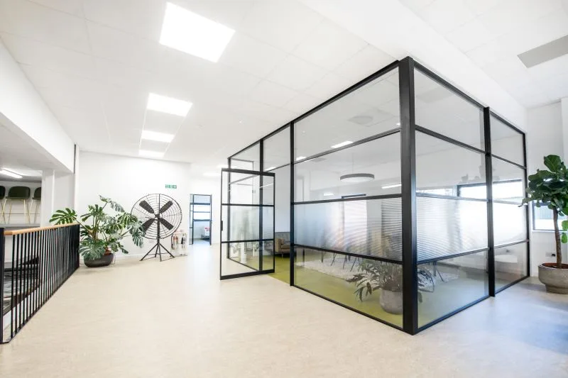 modern office meeting room with glass panels