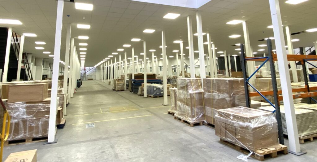 Efficient use of mezzanine floors in furniture production facility