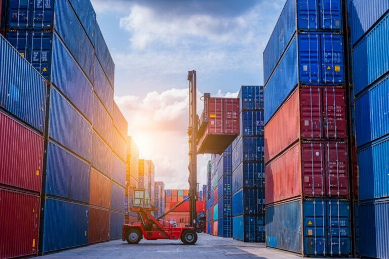 fork lift truck at container yard